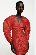 Rare Zara Red Draped Mini Dress. Size L EUc Large Christmas Valentines