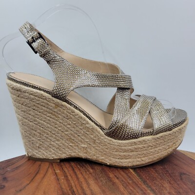 Via Spiga Wedge Sandals Women's 10M Brown Tan Leather Espadrille Platform  Chunky