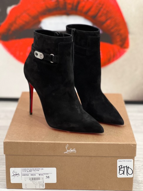 Christian Louboutin Lock So Kate 100mm suede ankle bootsn in Black