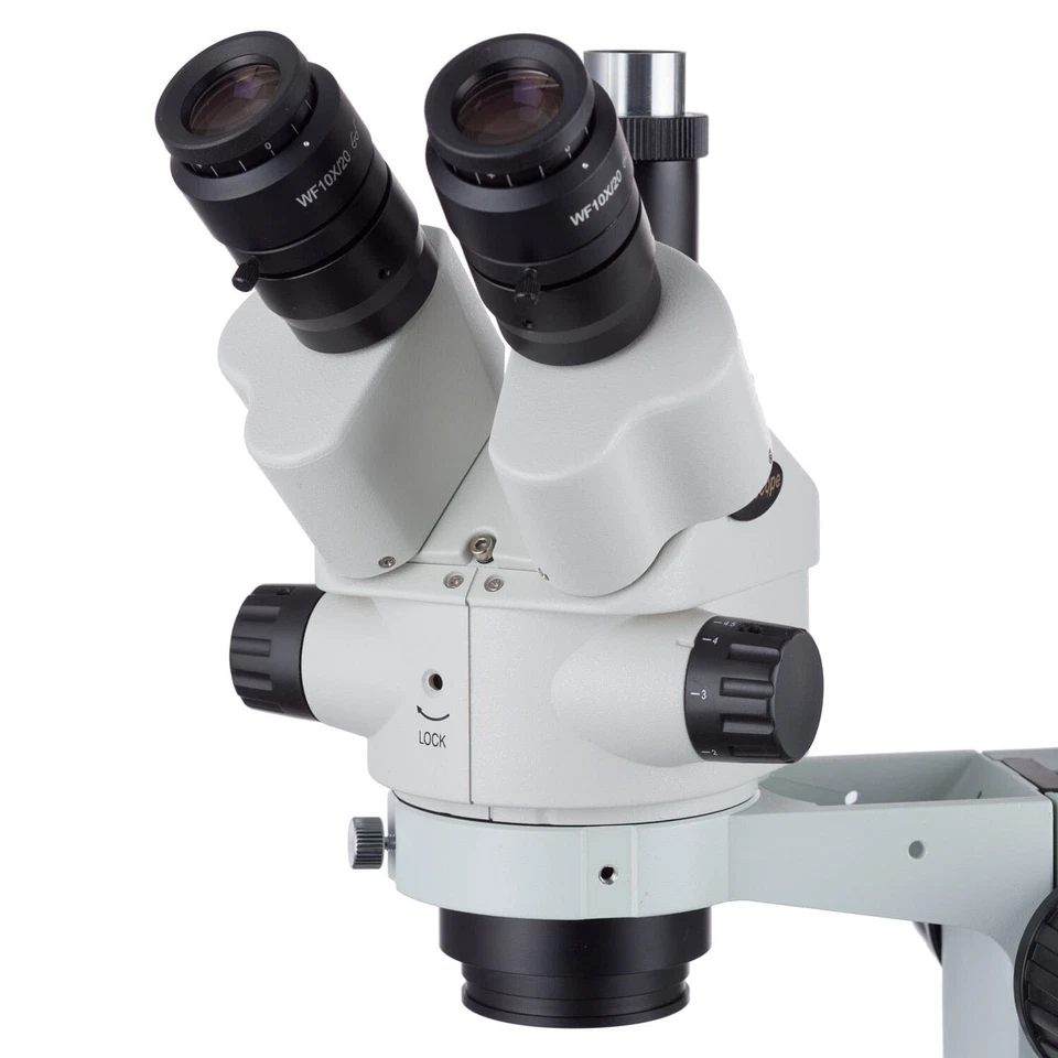 AmScope 3.5X-90X Trinocular Stereo Boom Zoom Microscope + Fluorescent Ring Light - Image 4 of 4
