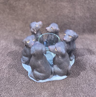 Pre Owned Adorable 6 CHOCOLATE LABS Candle Holder By Continental Creations Inc