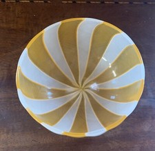 Alfredo Barbini Murano Orange & White Circus Tent Bowl Vase Italian Circa 1950