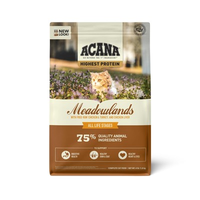 Highest Protein Meadowlands Grain-Free Dry Cat Food, Free-Run Chicken and Tur...
