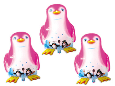 3x Folienballon Pinguin Helium Ballon Lüftballon Kindergeburtstag Penguin Rosa