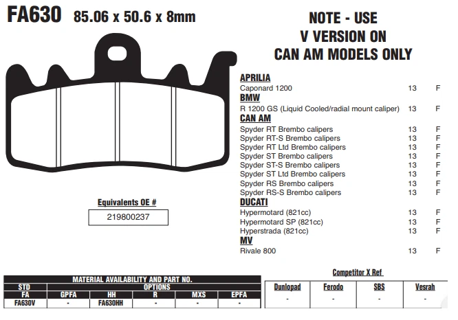 Pastillas de freno delanteras sinterizadas para Aprilia Tuono V4R APRC ABS 2020 EBC FA630HH Foto 2 de 4