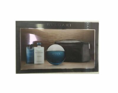 BVLGARI Aqva Pour Homme 3.4 oz edt spray+ 2.5 aftershave+ 2.5 gel+ bag Set RARE