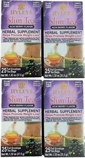 Four (4) packs Hyleys Slim Tea NO GMO Acai Berry 100% Natural 25 tea bags/ea