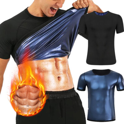 Men Sauna Shirt Short Sleeve Sauna Suit Sweat Body Shaper Gym