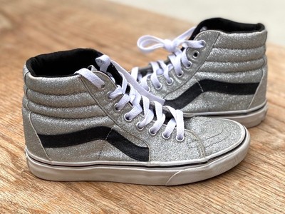 silver glitter vans high top