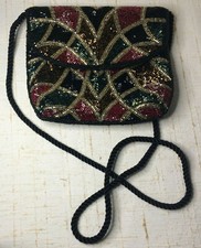 Vintage 80s Multicolored Beaded Evening Cocktail Clutch Purse