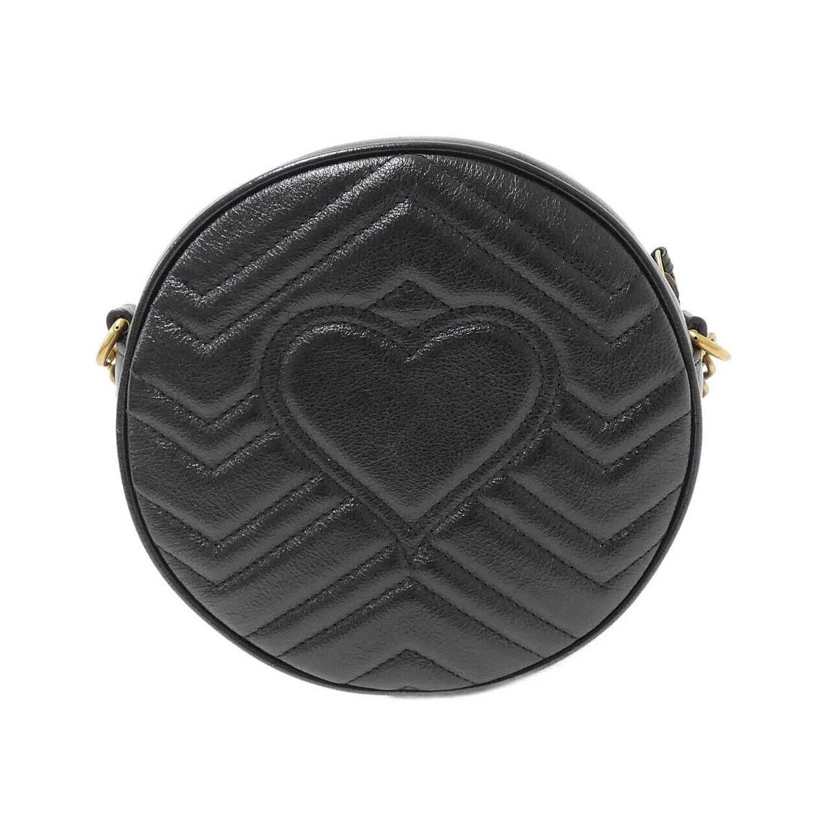 GUCCI GG Marmont Mini Round Leather Crossbody Bag Black 550154