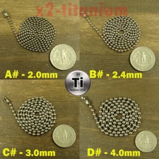2mm 2.4mm 3mm 4mm Pure Titanium bead beaded ball chain necklace anti-allergy