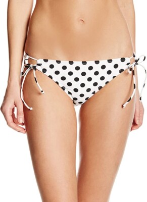 Bikini Lab Junior's Dot Stuff Adjustable Hipster, White, Large