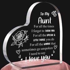 Best Aunt Ever Gifts from Niece Nephew,Heart Shaped Acrylic Block Paperweight...