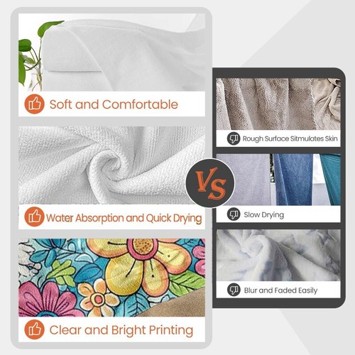 Floral Beach Towel 400GSM Microfiber Soft Oversize 30X60 for Pool Swim Travel - 第 6/8 張圖片