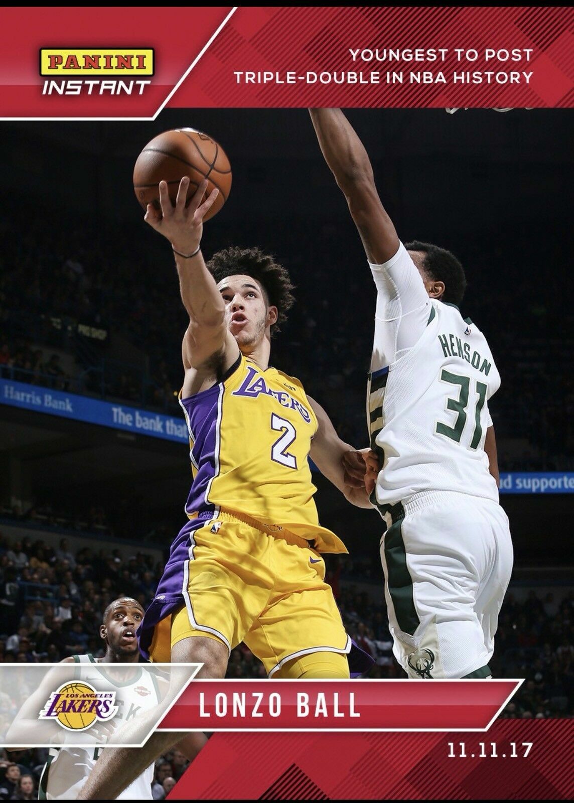 2017-18 PANINI INSTANT #36 LONZO BALL RC/549 LAKERS YOUNGEST TD IN NBA HISTORY