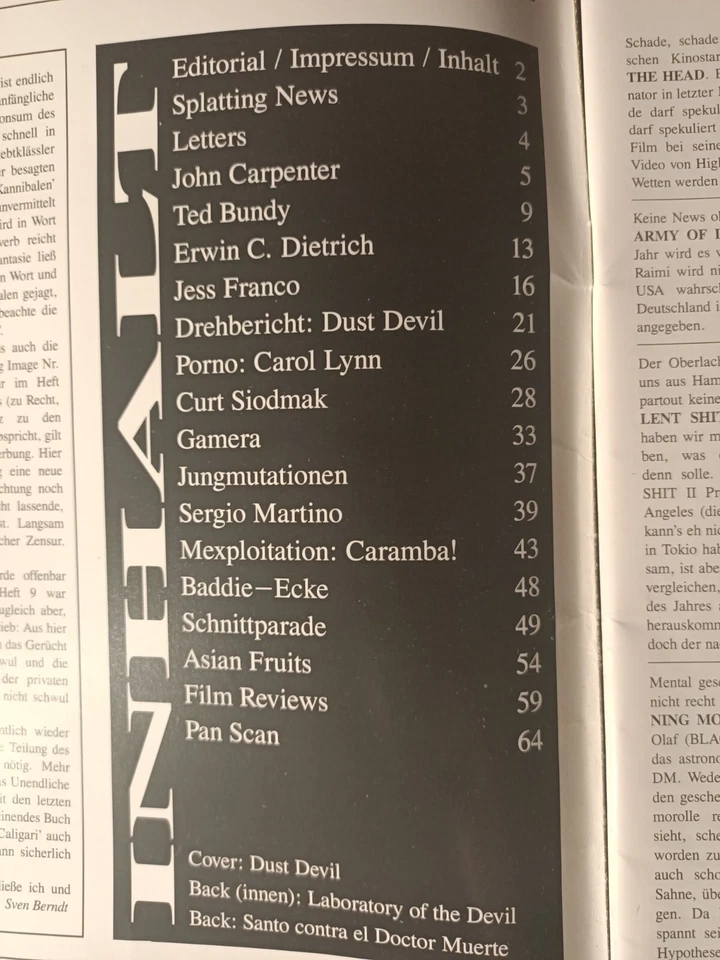 Splatting Image: June 1992 - German Horror Magazine / Carpenter, Richard Stanley - Bild 2 von 4