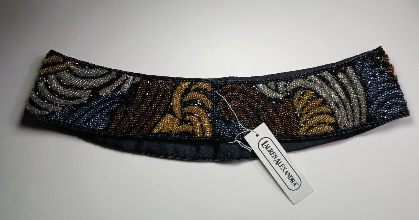 Lauren Alexandra Swirl Beaded Vintage Cummerbund Belt Size M 30-32 Waist