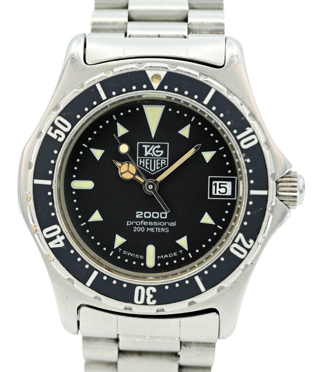 Vintage Midsize 34mm Tag Heuer Professional 2000 Series Dive Watch  