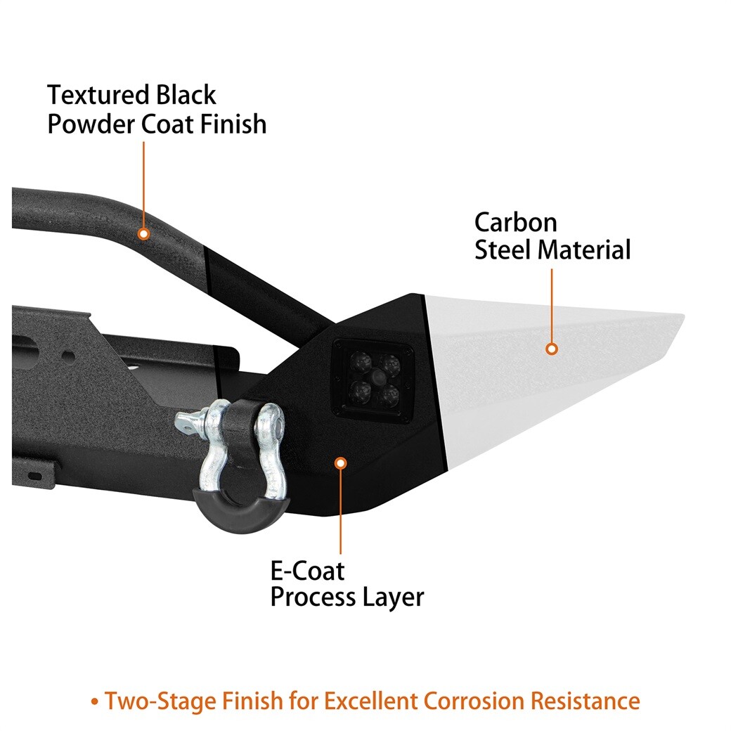 Front Bumper w/ Winch Plate & Led Lights Fit 1976-1986 Jeep CJ-5 CJ-7 Scrambler