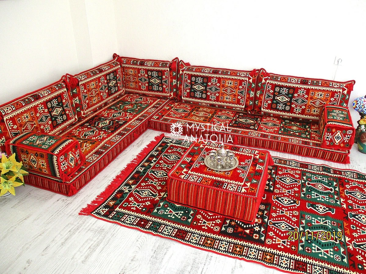 Ethnic Anatolian Floor Seating Sofa, Floor Cushions, Arabic Sofa