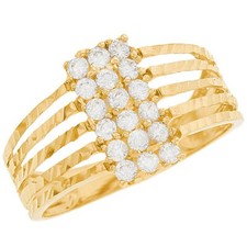 10k or 14k Solid Yellow Gold Cluster White CZ Beautiful Womens Split Band Ring