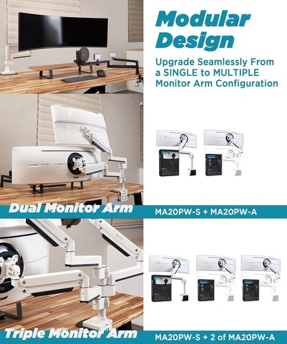 Heavy Duty Monitor Arm for Ultrawide Monitors up to 57" and 44 lbs, Single Desk - Picture 6 of 7