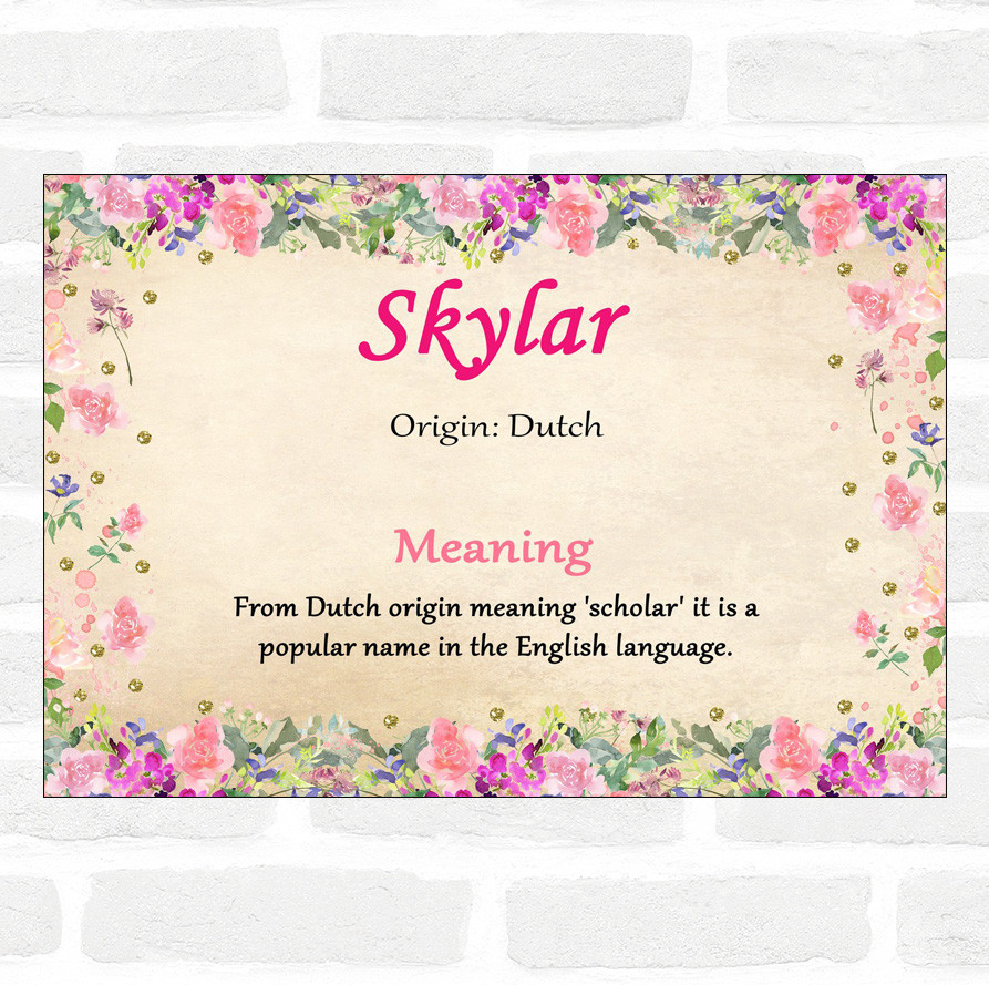 Skylar Name Meaning Floral Certificate | eBay