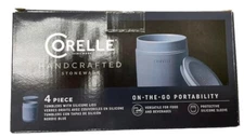 Handcrafted Stoneware Corelle 4 Piece Travel Tumbler Mugs with Silicone Lids