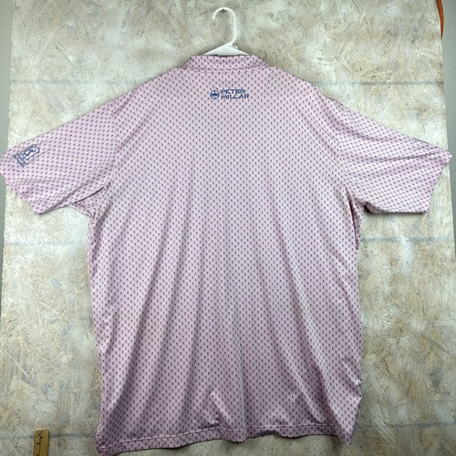 Peter Millar Summer Comfort Golf Polo Shirt Mens 2XL XXL Pink Skulls Geometric - Picture 13 of 14