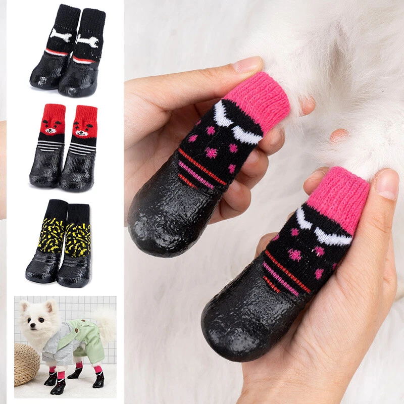 4 PIEZAS Impermeable Pequeño Mascota Perro Zapatos Cachorro Botas Calcetines Antideslizantes Exterior Interior ⇓ Foto 3 de 4