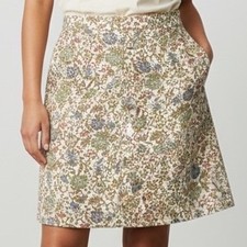 Vtg homemade Floral Tapestry A-Line Mini Skirt Beige Green Brocade 60s 70s M