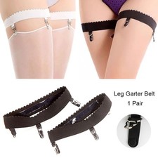 Anti Slip Leg Garter Belt for Women Black White Nylon Metal All Seasons