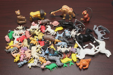 Lot of 78 Vintage Hard Plastic Rubber Farm Zoo Horse Animals Assortment A7