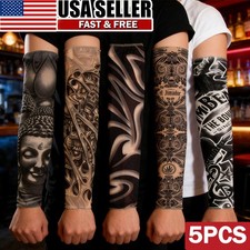 Fake Tattoo Sleeve Full Arm Sunscreen UV Protection for Men Women Party Sports