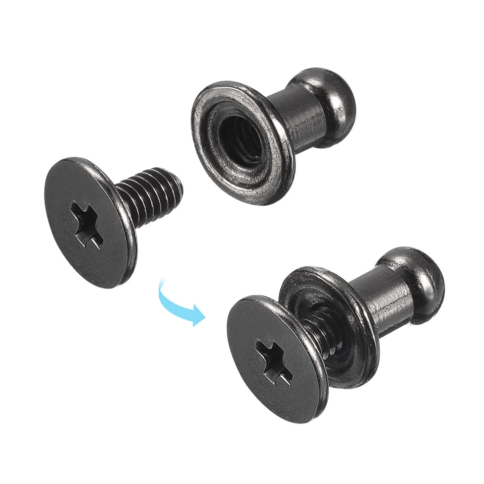 50Pack 4mm Ball Head Stud Rivets Screw Back Round Head Button Metallic Black - Image 4 of 4