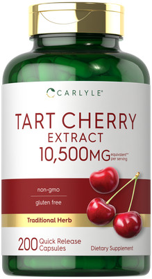 Tart Cherry Capsules 10,500mg | 200 Pills | Max Potency Extract | by Carlyle