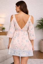 MINKPINK PASTEL PATTERNED BLOUSON DRESS SIZE XS