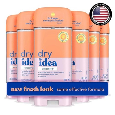 Unscented Gel Antiperspirant for Sensitive Skin - 72 Hours of Confidence, 6 Pack