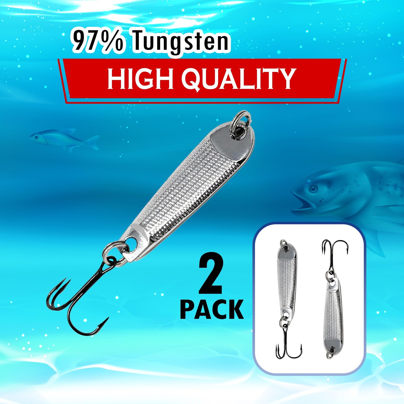 Tungsten Jigging Spoons Vertical Fishing Lures For Bass Walleye 2Pack - Image 4