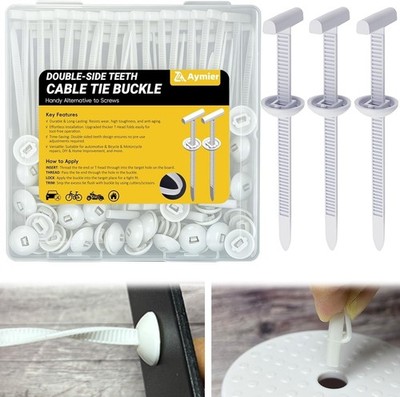 50Pcs Nylon Universal Cable Tie Buckles, 2026 Upgraded Heavy Duty Automotive Zip