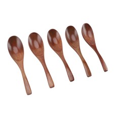 5Pcs Handmade Japanese Style Wooden Soup Spoons 6 Inch Long Wooden Spoons For