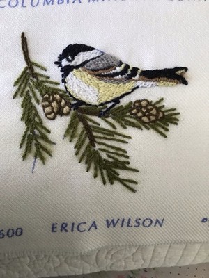Erica Wilson No. 7600 1975 8 1/2 X 11 Bird Crewel Embroidery Unframed