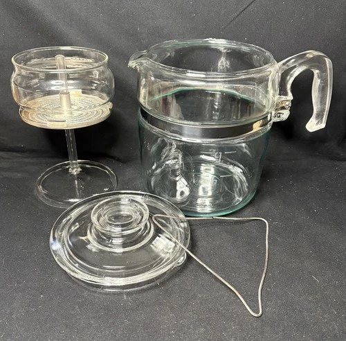 Vintage Pyrex Glass Percolator Coffee Pot 7759 9 Cup-Missing Top Strainer Cover