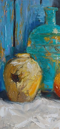 Öl Original Gemälde auf Leinwand Größe 16x12 cm Keramik Vase - Bild 7 von 10