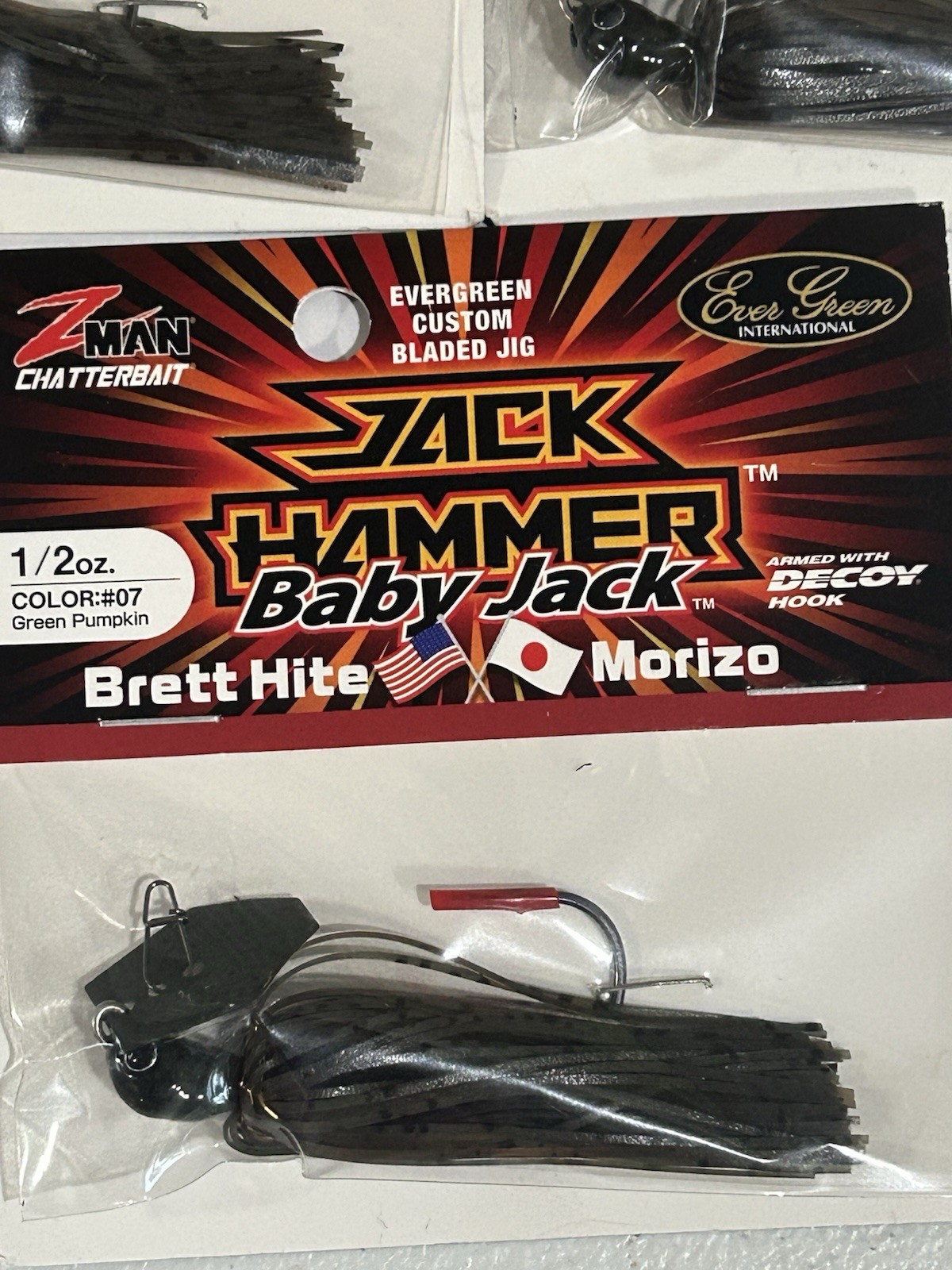 LOT OF 3 Baby Jack Hammer Zman Chatterbait Evergreen 1/2 Oz GREEN PUMPKIN COLOR - Image 2