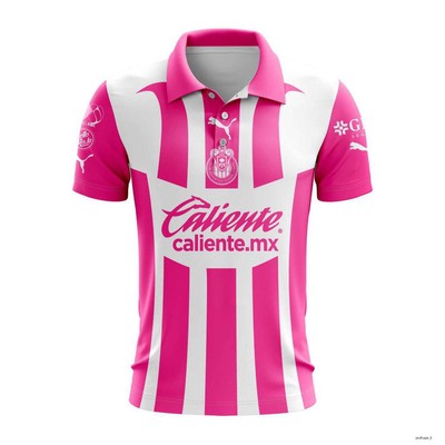 Personalized LIGA MX Chivas De Guadalajara Polo Shirt 2023 Pink Polo