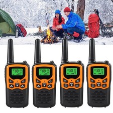 4 PACK Long Range 100 mile Walkie Talkie Two Way Radio Charge Headset Waterproof