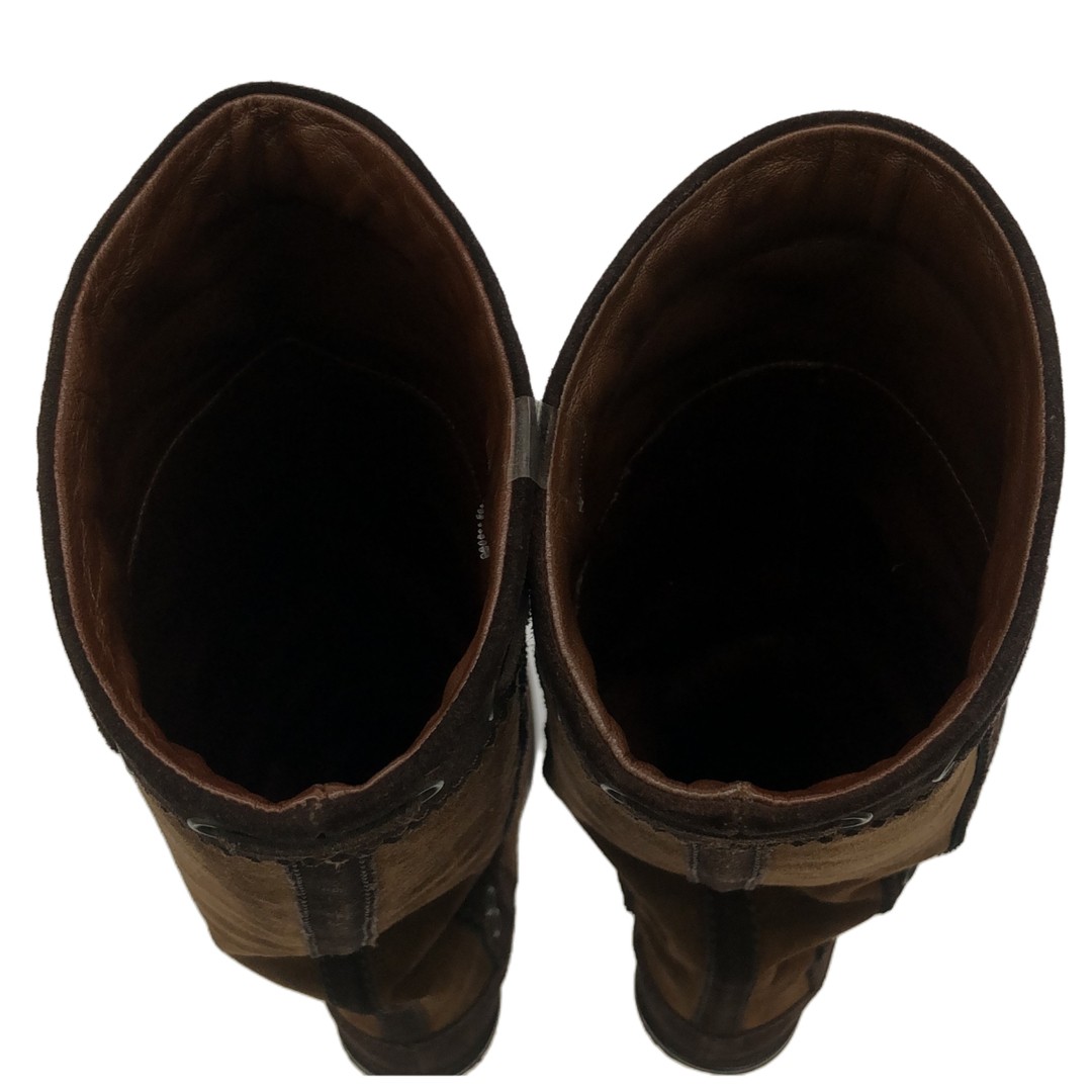 YVES SAINT LAURENT nappa stivaletto lungo scarpa tacco marrone scamosciato donna usato0