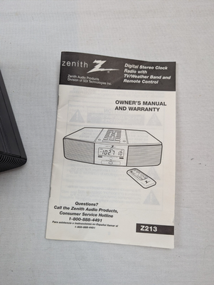 Zenith Z213B Stereo Am/fm TV AUX in Weather Sound Alarm Clock
